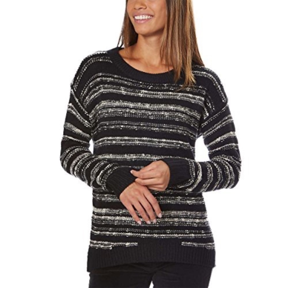 Calvin Klein Jeans Black White Striped Chunky Knit Pullover Sweater, Size Small